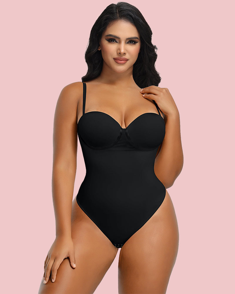 Body Reductor Sin Costuras con Encaje Ajustable en la Espalda - Negro