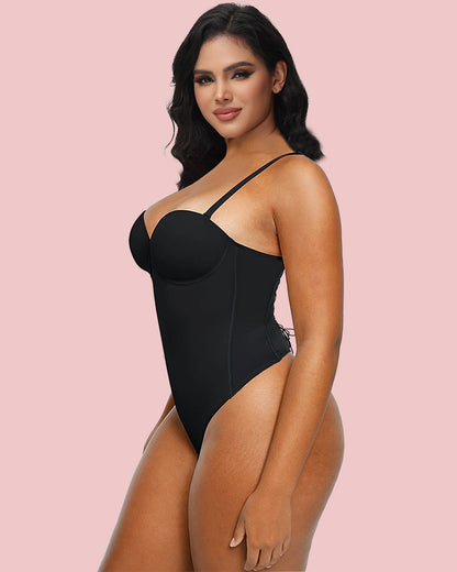 Body Reductor Sin Costuras con Encaje Ajustable en la Espalda - Negro