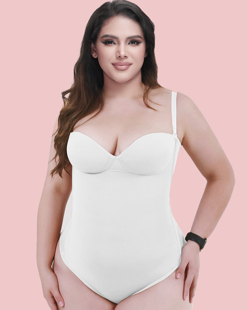 Body Reductor Sin Costuras con Encaje Ajustable en la Espalda - Blanco