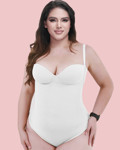 Body Reductor Sin Costuras con Encaje Ajustable en la Espalda - Blanco