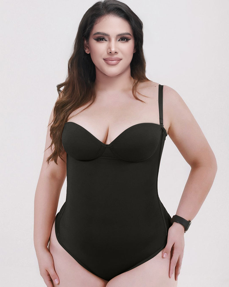 Body Reductor Sin Costuras con Encaje Ajustable en la Espalda - Negro