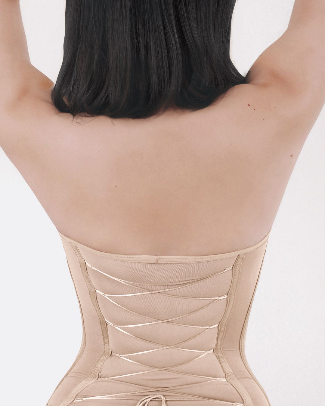 Body Reductor Sin Costuras con Encaje Ajustable en la Espalda - Beige