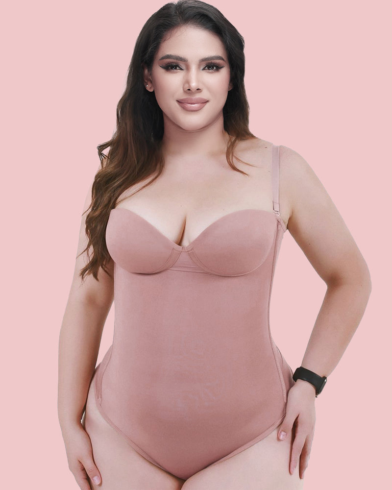 Body Reductor Sin Costuras con Encaje Ajustable en la Espalda - Palo de Rosa
