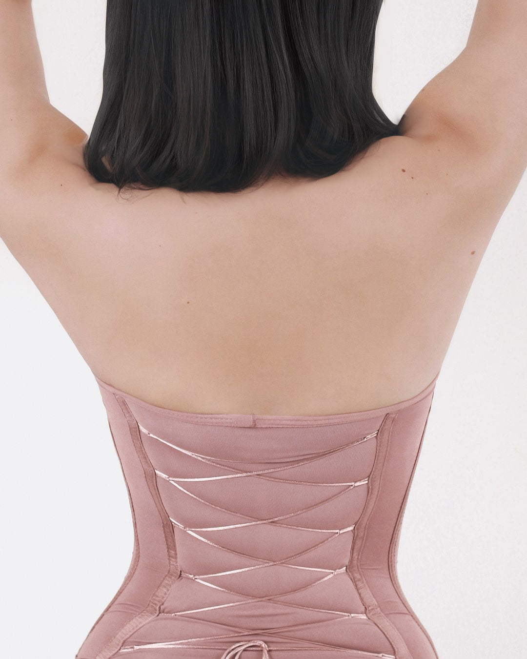 Body Reductor Sin Costuras con Encaje Ajustable en la Espalda - Palo de Rosa