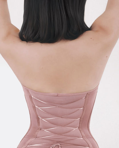 Body Reductor Sin Costuras con Encaje Ajustable en la Espalda - Palo de Rosa