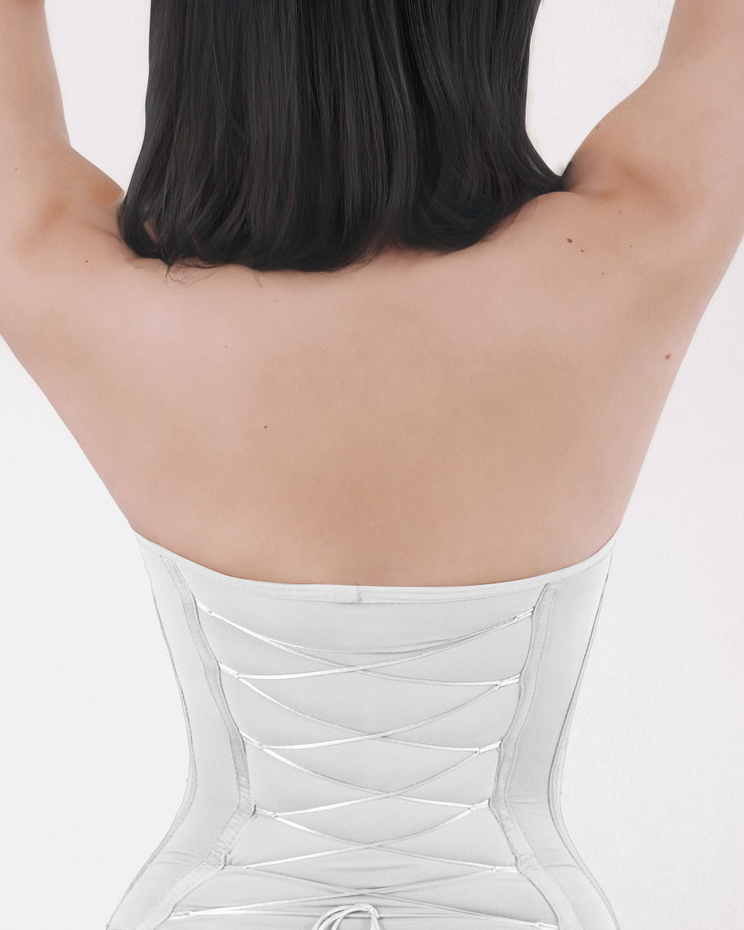 Body Reductor Sin Costuras con Encaje Ajustable en la Espalda - Blanco